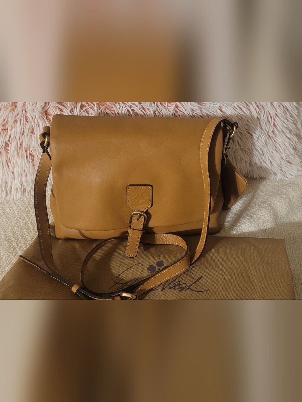 Patricia Nash Caramel Tan Leather Crossbody w Coin Pouch NWOT & Dustbag - Picture 2 of 13
